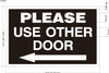 Sign Please Use Other Door Left AND Right Arrow Sticker Set