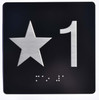 Elevator JAMB Plate with Braille - Elevator Floor Number Brush BLACK Signage
