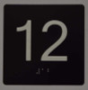 Elevator JAMB Plate with Braille - Elevator Floor Number BLACK