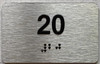 Sign Apartment number  - Unit number  / Suite  comes with Raised letters & Grade 2 Braille - Includes Red Adhesive pad for Easy Installation - The park Ave Line (NUMBER 20)