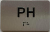 Sign Apartment number PH  - Unit number PH  / Suite PH  comes with Raised letters & Grade 2 Braille - Includes Red Adhesive pad for Easy Installation - The park Ave Line