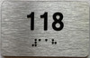 Sign Apartment number  - Unit number  / Suite number  comes with Raised letters & Grade 2 Braille - Includes Red Adhesive pad for Easy Installation - The park Ave Line (Apt 118)