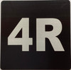 Sign Apartment number 4R  - UNIT NUMBER 4R /SUITE 4R  (BLACK, DOUBLE SIDED TAPE) -Broadway Line