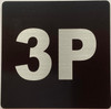 Sign Apartment number 3P  - UNIT NUMBER 3P /SUITE 3P  (BLACK, DOUBLE SIDED TAPE) -Broadway Line
