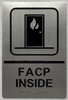 Sign FACP INSIDE / fire alarm control panel inside  Raised letters , Raised Image & Grade 2 Braille - Includes Red Adhesive pad for Easy Installation