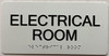 Sign Electrical Room  with Raised letters/Image & Grade 2 Braille - Includes Red Adhesive pad for Easy Installation (White) - The sensation line