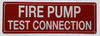 HPD FIRE PUMP TEST CONNECTION SIGN