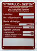 HYDRAULIC SYSTEM SAFETY SIGN -THIS BUILDING IS PROTECTED BY HYDRAULIC SYSTEM SAFETY SIGN