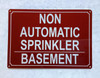 NYC NON AUTOMATIC SPRINKLER BASEMENT SIGN