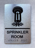 SPRINKLER ROOM SAFETY SIGN WITH RAISED LETTERS