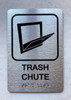TRASH CHUTE SAFETY SIGN WITH RAISED LETTERS