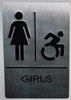 Girls ACCESSIBLE Restroom Sign with Tactile Text and Braille Sign -Tactile Signs The Sensation line Ada sign