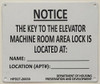 FD KEY TO ELEVATOR MACHINE ROOM SIGN