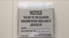 KEY TO ELEVATOR MACHINE ROOM COMPLIANCE SIGN
