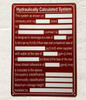HYDRAULICALLY CALCULATED SYSTEM COMPLIANCE SIGN