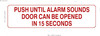 HPD PUSH UNTIL ALARM SOUNDS DOOR CAN BE OPENED IN 15 SECONDS STICKER/DECAL