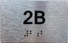 APT NUMBER 2B COMPLIANCE SIGN-UNIT NUMBER COMPLIANCE SIGN WITH RAISED LETTERS