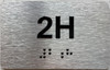 FD APT NUMBER 2H SIGN-UNIT NUMBER SIGN WITH RAISED LETTERS