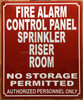 FIRE ALARM CONTROL PANEL SPRINKLER RISER ROOM SIGN