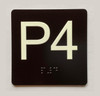 ELEVATOR FLOOR NUMBER THE LEXINGTON AVE LINE (P4-PARKING LEVEL 4) SAFETY SIGN