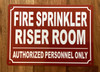 FIRE SPRINKLER RISER ROOM SAFETY SIGN