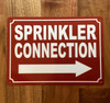 SPRINKLER CONNECTION RIGHT ARROW COMPLIANCE SIGN
