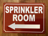 SPRINKLER ROOM COMPLIANCE SIGN WITH LEFT ARROW