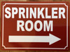 SPRINKLER ROOM SIGN WITH RIGHT ARROW