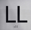 LL Floor Elevator Jamb Plate Sign (Lower Level) with Braille and Raised Number-Elevator Floor Number Sign  Elevator sign