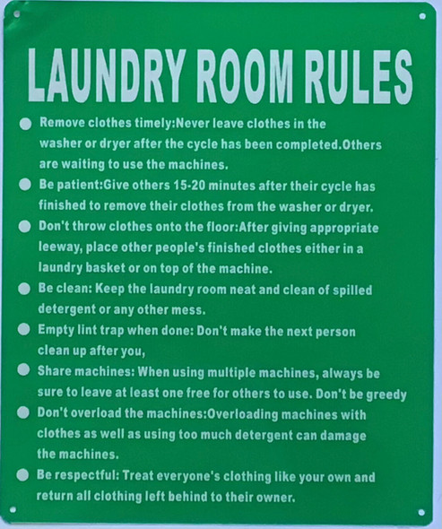 LAUNDRY ROOM RULES