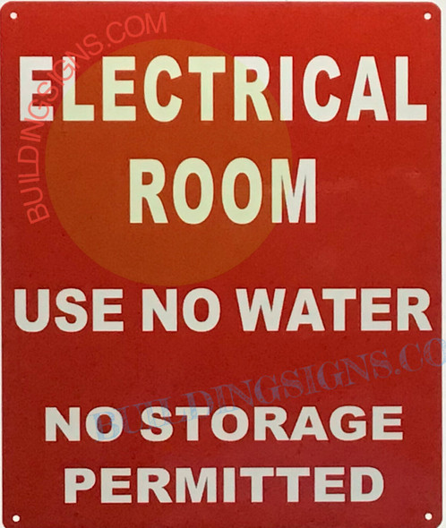 SIGN ELECTRICAL ROOM USE NO WATER