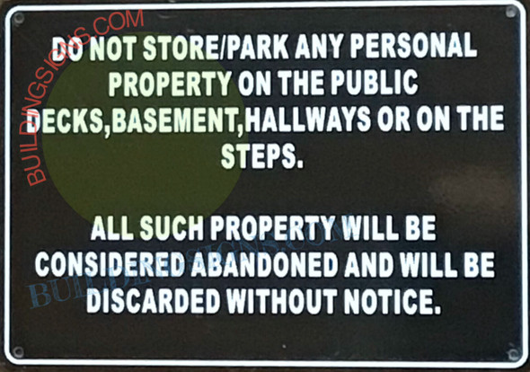 DO NOT STORE -PARK ANY PERSONAL