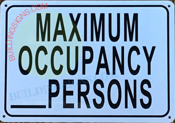 SIGN MAXIMUM OCCUPANCY PERSONS
