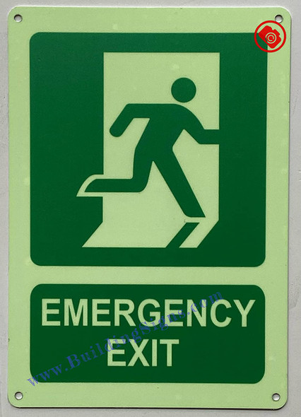 Photoluminescent EMERGENCY EXIT WITH SYMBOL Signage