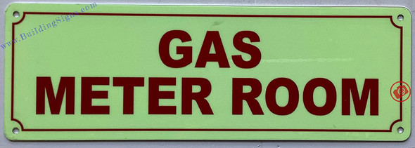 Photoluminescent GAS METER ROOM Signage