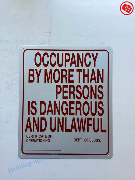 Maximum Occupancy Signage for resturants