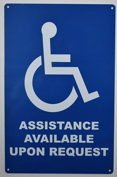 Assistance Available Upon Request Sign -The Pour Tous Blue LINE