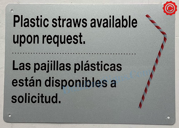Plastic Straws Available Upon Request - NYC resturant Signage