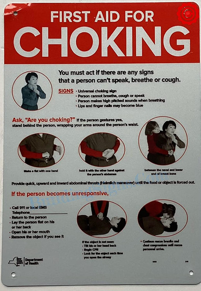 FIRST AID FOR CHOKING SIGN- Resturant chocking sign