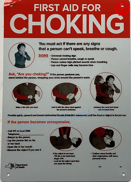 FIRST AID FOR CHOKING Signage- Resturant chocking Signage