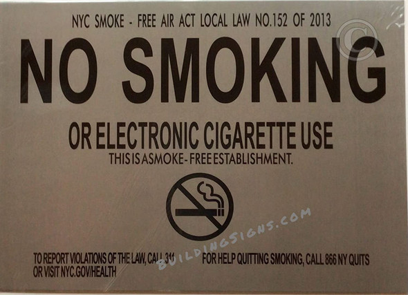 NYC NO SMOKING OR ELECTRONIC CIGARETTES SIGN