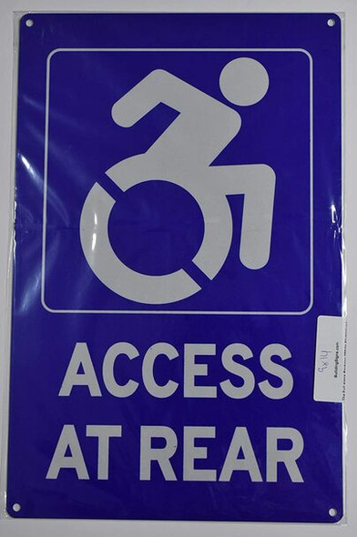 Access at Rear Sign -The Pour Tous Blue LINE