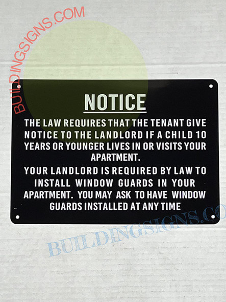 NYC Windows Guard Signage - HPD Signage