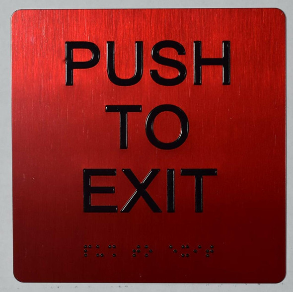 Push to EXIT Sign- The Sensation line -Tactile Signs Ada sign