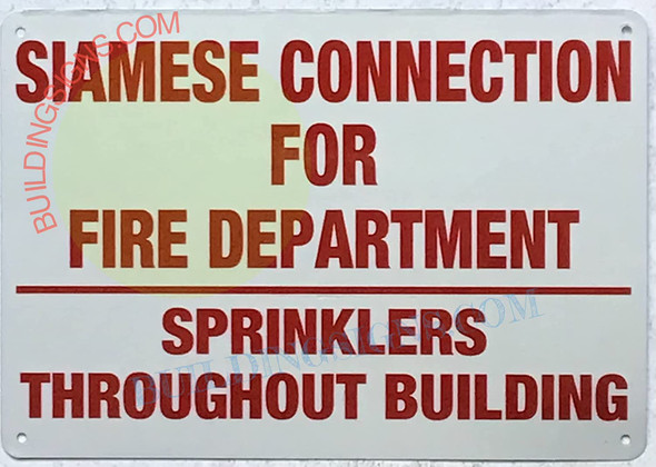 Siamese Connection for FIRE Department SPRINKLERS Throughout Building Signage