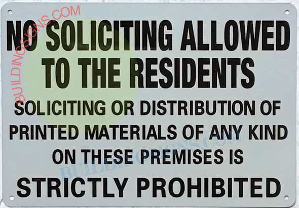 NO Soliciting Allowed to The Residents Signage