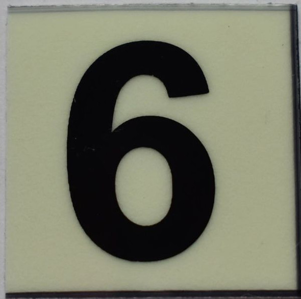 PHOTOLUMINESCENT DOOR NUMBER 6 SIGN