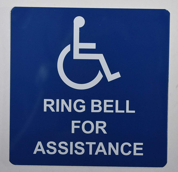 ADA-Access Ring Bell for Assistance Sign -The Pour Tous Blue LINE -Tactile Signs  Ada sign
