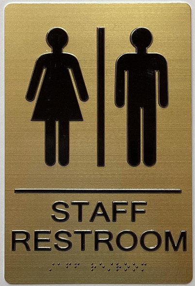 STAFF RESTROOM SIGN- TACTILE SIGN WITH BRAILLE, RAISED LETTER AND PICTOGRAM  - The sensation line