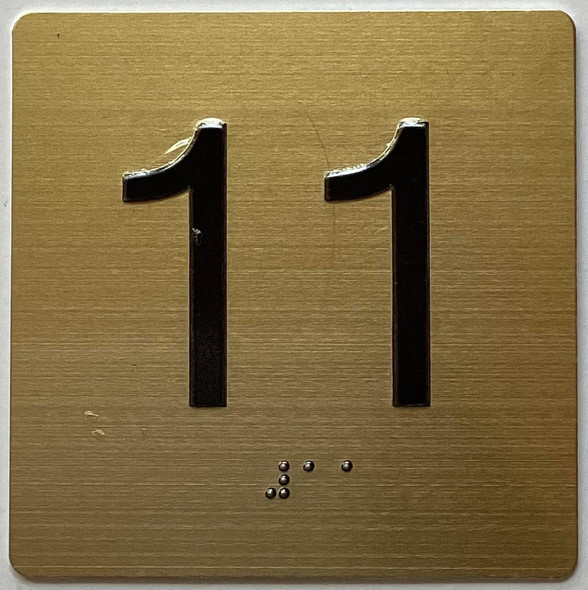 11TH FLOOR Elevator Jamb Plate Signage With Braille and raised number-Elevator FLOOR 11 number Signage  - The sensation line